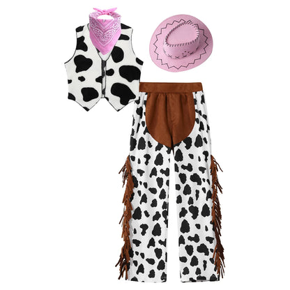 Costume de Cowboy Occidental pour Enfant, Déguisement de Cowgirl, Jeu, Interface West, ixd'Halloween, Cosplay, Ensembles de 4 Pièces, Performance sur Scène Trempée