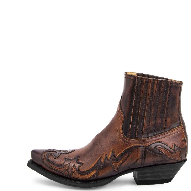 New Men's Boots Handmade Wedge Ankle Boots for Men Western Cowboy Boots Unisex Men's Leather Shoes Hard-Wearing Roman Shoes