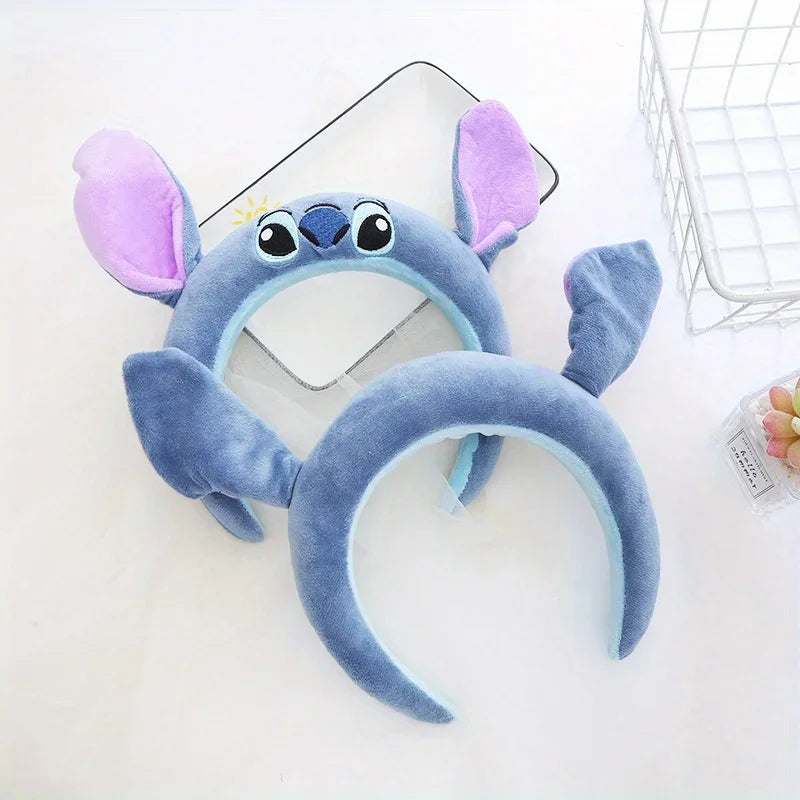 Bandeau Stitch de dessin animé Disney, joli bandeau en tissu cousu pour le lavage du visage, l'hydrothérapie, bandeau de maquillage