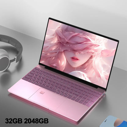 LENO 15.6"Portable Laptop 32GB DDR4 2TB SSD Intel N5095 Wntindows11 Notebook PC Gamer Office Computer with Backlit Fingerpri