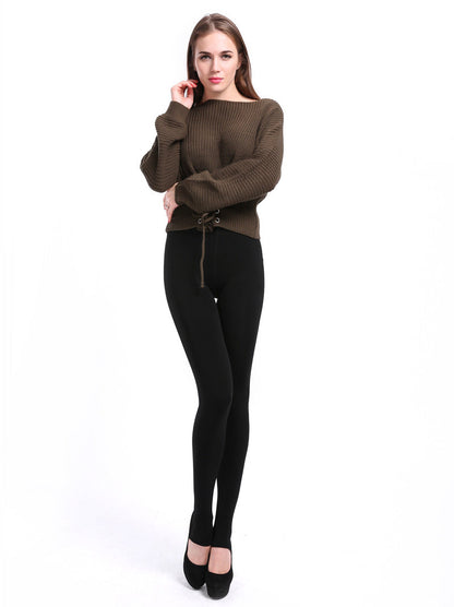Femmes hiver Leggings chaud Leggins taille haute couleur unie velours femmes épaissi velours Leggings décontracté extensible Leggings