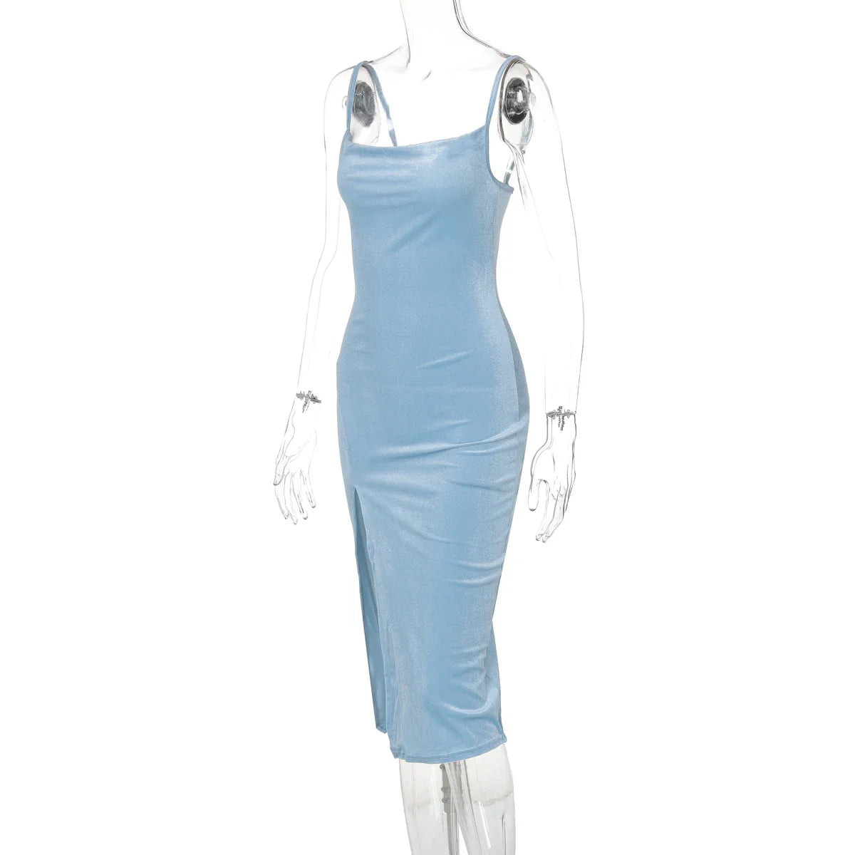 Hugcitar Robe Longue Maxi Fendue Sexy en Velours avec Col Drapé Sans Manches, Nouvelle Mode 2025, Robe de Soirée Élégante pour Femme, Streetwear Y2K