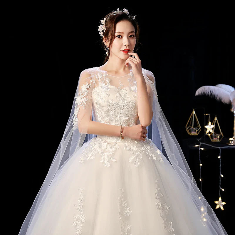 Robe de mariée personnalisée à lacets, broderie, traîne, princesse, vintage, grande taille, robes de bal