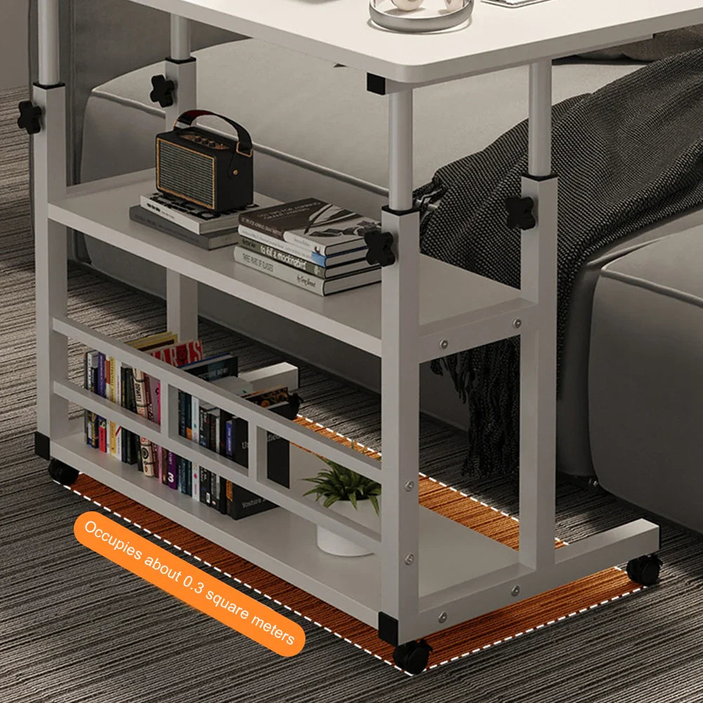 Table de chevet réglable en hauteur, rangement multicouche, roue pivotante, bureau de maison, ordinateur portable, bureau debout pour Table élévatrice à domicile