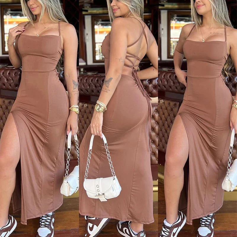 Elegant Party Dresses Hot Selling Y2K Summer Women Sexy Bandage Dress Lady Goth Casual Slim Sleeveless Backless Spaghetti Strap