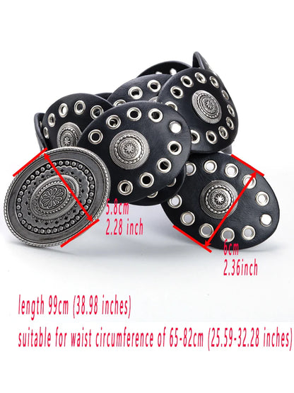 Ceinture creuse ovale en polyuréthane avec œillets, style cow-girl/cowboy, pour femmes, accessoire de décoration de taille rétro, gaine sur vêtements.