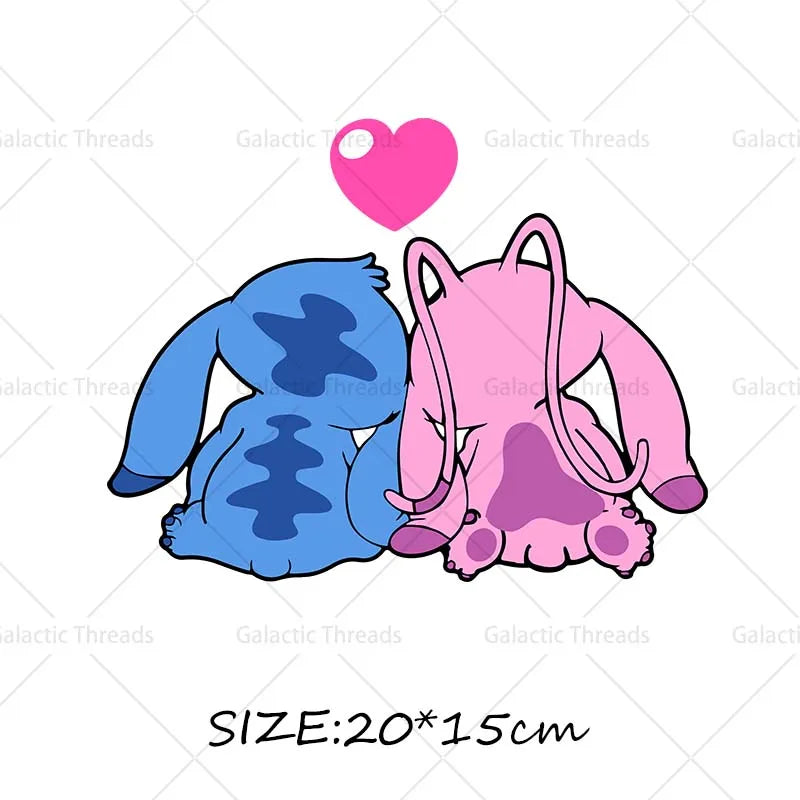 Stitch Lilo Iron on Decals Heat Press Patches Thermal Transfer Stickers for Clothes DIY Ironing Prints