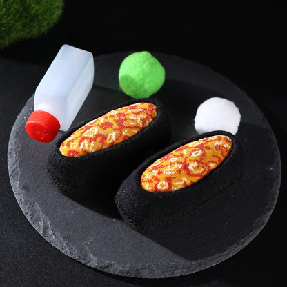 1 paire de chaussettes mi-mollet pour hommes et femmes, nouveautés et amusantes, chaussettes mignonnes et amusantes pour sushi au saumon, style tendance de la mode européenne et américaine, confortables et respirantes, cad