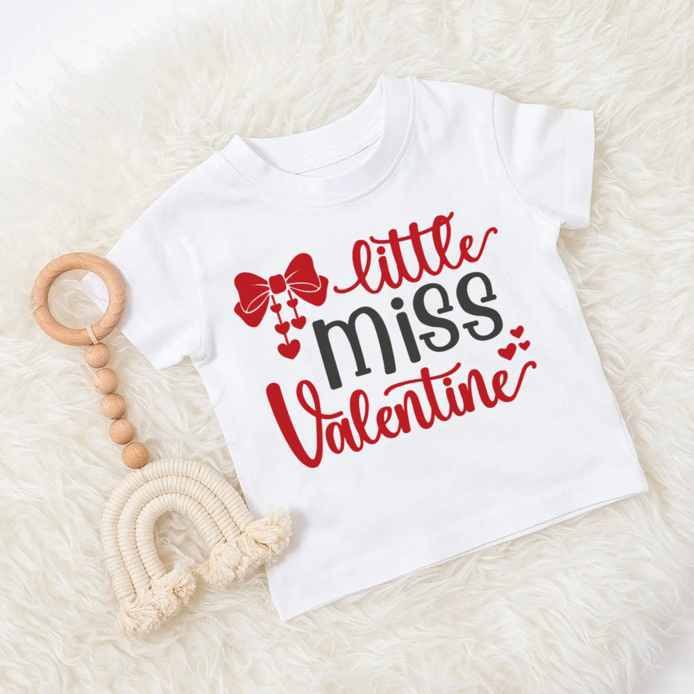 T-shirt imprimé pour maman et papa, vêtements pour enfants, hauts pour garçons et filles, tenue décontractée pour fête de la saint-valentin