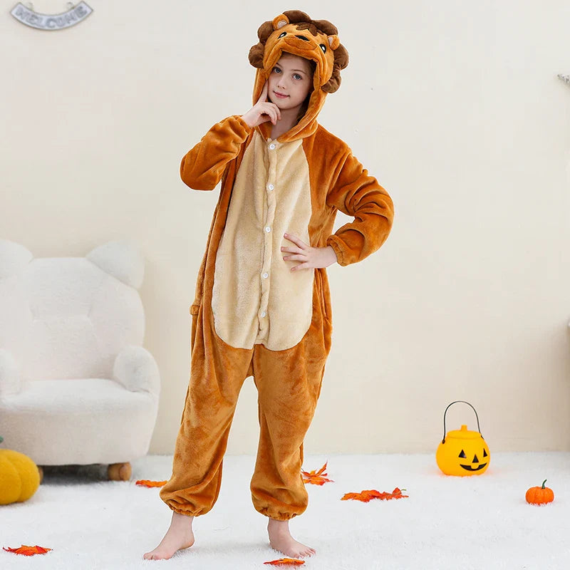 MICHLEY Pyjama grenouillère en flanelle pour Halloween, hiver, avec capuche, pour enfants, déguisement familial, combinaison de nuit, robe de chambre pour garçons et filles