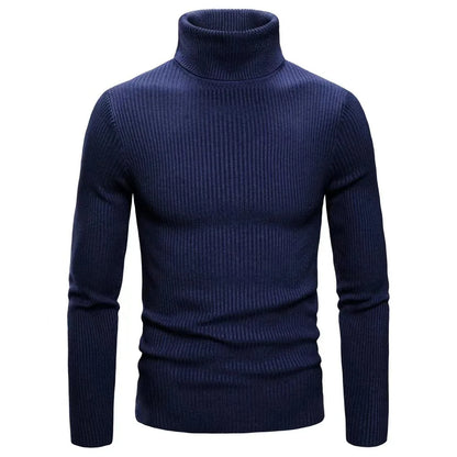 Hommes Pulls Gilets Cols Roulés Tricotés Manches Longues Couleur Unie Décontracté Coupe Slim Épais Épissure Automne Hiver