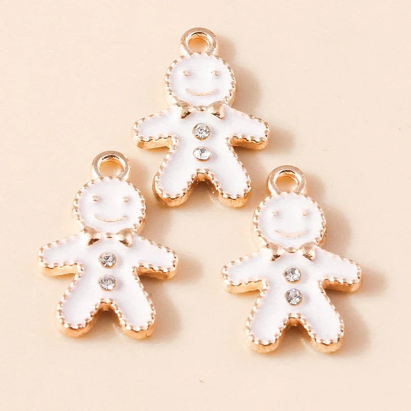 Leslie-Breloques de Noël en émail, arbre flocon de neige, chaussette, cerf, bonhomme de neige, bijoux de bricolage, cadeaux de Noël et du Nouvel An, 10 pièces