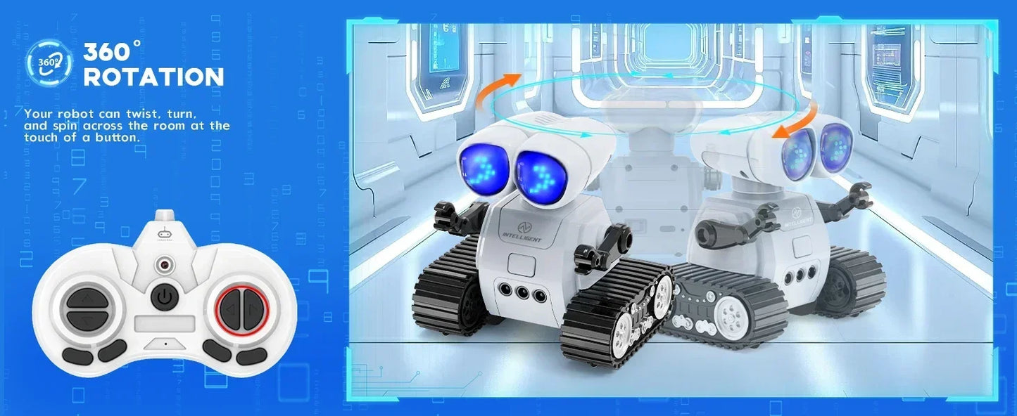 Jouet robot télécommandé Rechargeable avec musique, yeux LED, talkie-walkie, jouet robot pour enfants, robot RC pour enfants