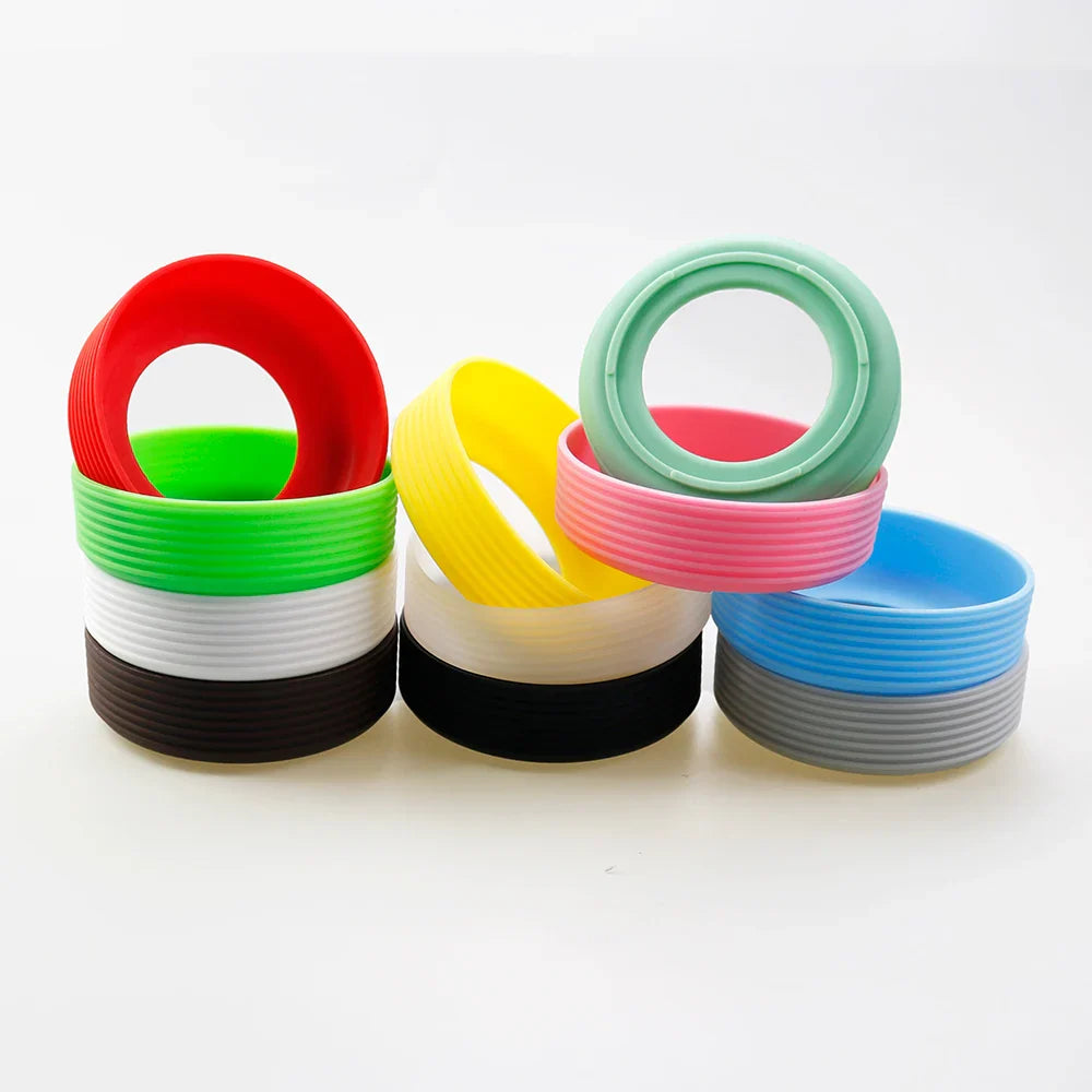16 Colors 8.0CM Silicone Threaded Cup Bottom Protective Cover Cup Holder 80MM Thermos Cup Base Sleeve Cup Bottom Cover