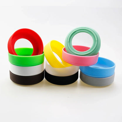 16 Colors 8.0CM Silicone Threaded Cup Bottom Protective Cover Cup Holder 80MM Thermos Cup Base Sleeve Cup Bottom Cover