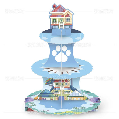 Cartoon Cute Bluey Birthday Party Cake Stand Dessert Table 3-Layer Paper Cake Tower Party Decoration Supplies Gifts