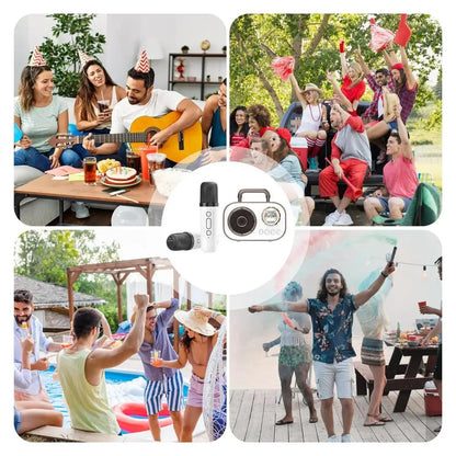 Kids Karaoke Machine Mini Wireless Karaoke Machine With Microphone Long Battery Life Rechargeable Audio Supplies With Dual Mic