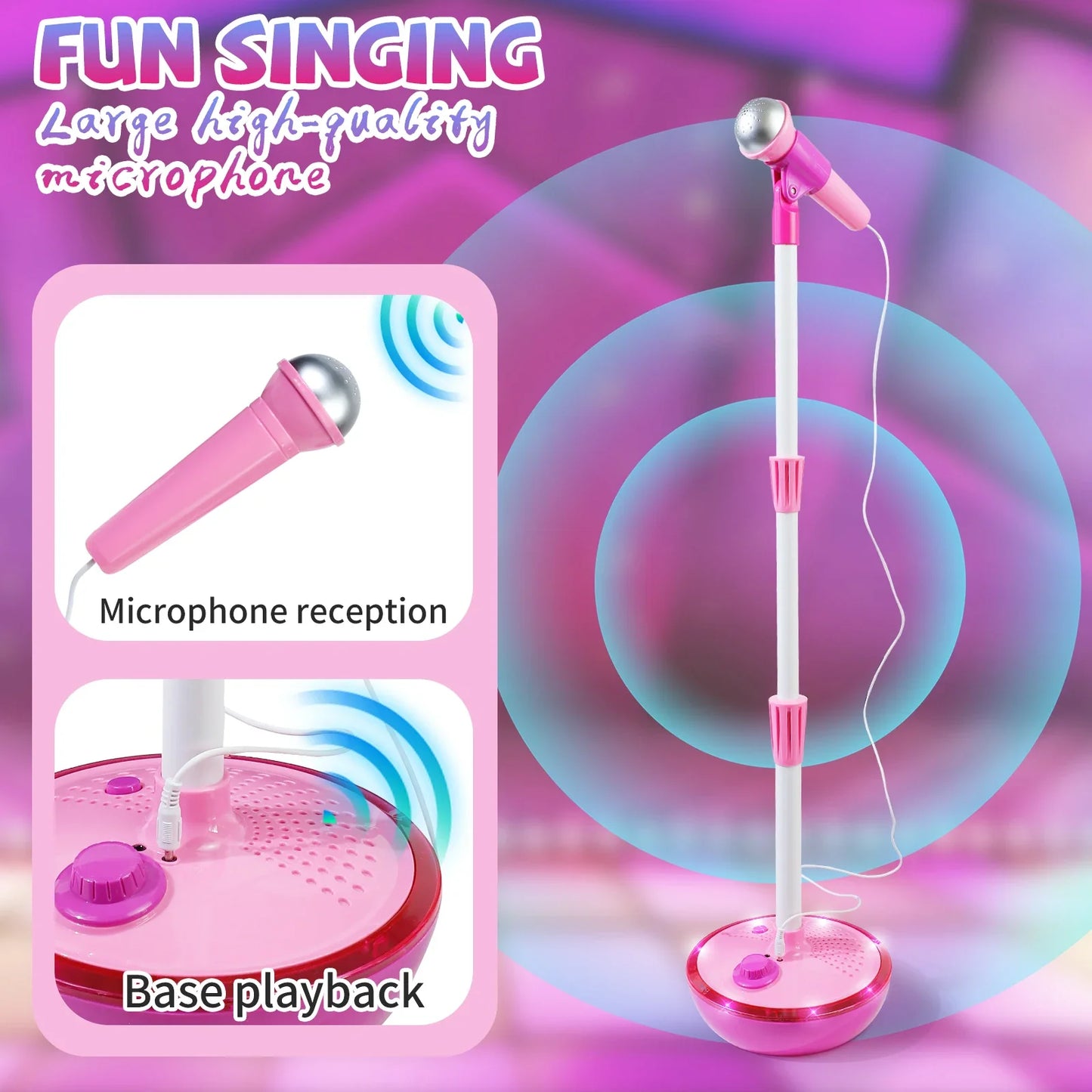 Kids Karaoke Machine with Microphone and Adjustable Stand, Rhythm lighting for Fun Musical Effects, Christmas/Halloween/New Year