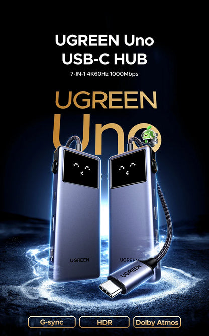 UGREEN Uno 7-in-1 USB HUB Type-C to 4K60Hz HDMI USB3.0 5Gbps RJ45 1000Mbps for MacBook Laptop Accessories Docking Station