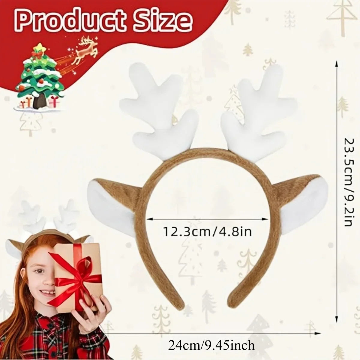 Bandeau en bois de cerf pour femmes adultes, oreilles mignonnes en cornes de renne pour costumes de noël, fournitures de Cosplay