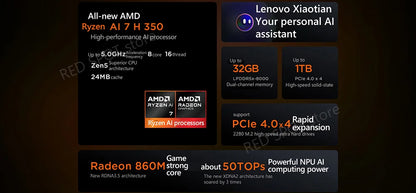 [Première mondiale] Lenovo Xiaoxin pro14 GT AI 2025 R7 350/R9 365 860M 32G+1TB SSD 14'' 2800*1800 120Hz OLED