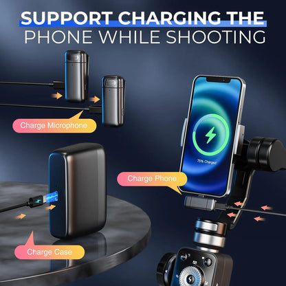 Mini Wireless Lavalier Lapel Microphone for iPhone iPad Tiktok, YouTube, Podcast, Vlog, Video Recording, Live Streaming