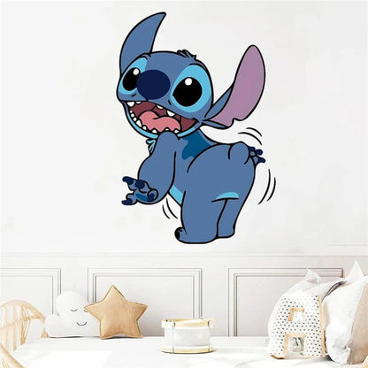 Autocollants muraux Lilo & Stitch pour chambres d'enfants, crèche, salon, chambre à coucher, décoration murale, affiche animée