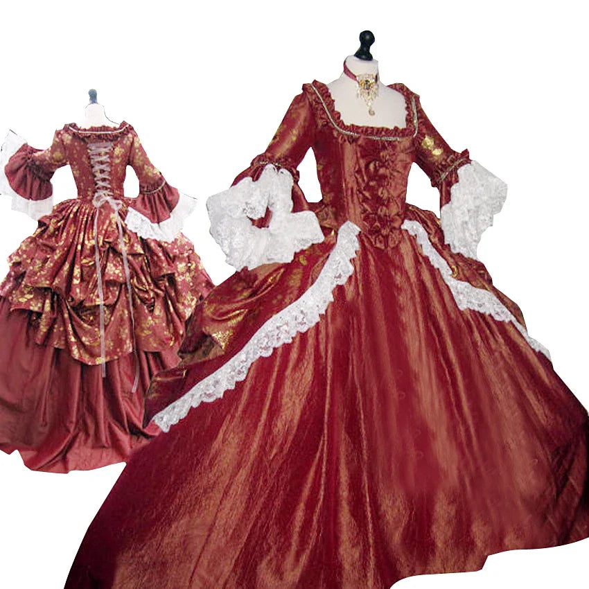 Robe de bal Marie-Antoinette géorgienne en satin, robe de soirée victorienne pour femme