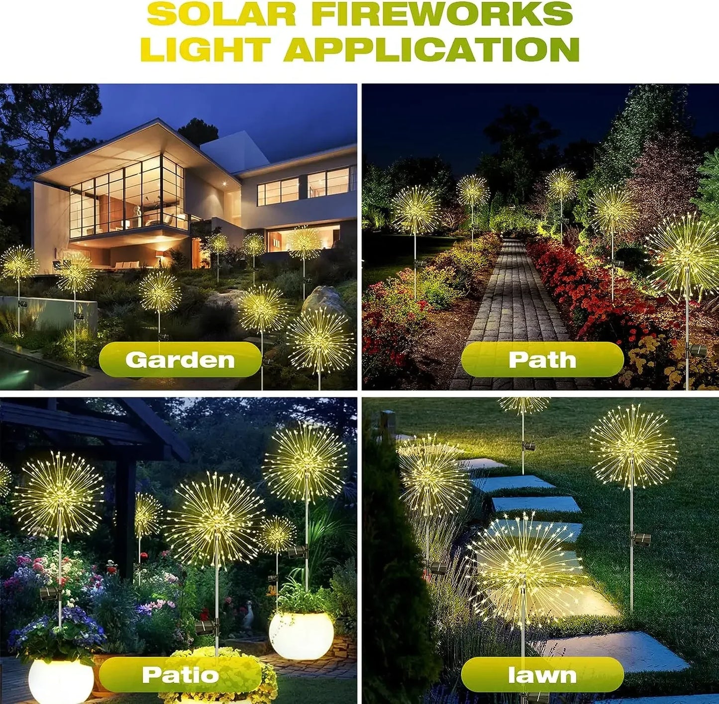 LED Solar Fireworks Lights Garden Decoration Fairy Lights Waterproof Outdoor Dandelion Lawn Lamp for Garden Landscape Lawn Decor