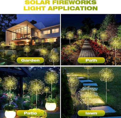 LED Solar Fireworks Lights Garden Decoration Fairy Lights Waterproof Outdoor Dandelion Lawn Lamp for Garden Landscape Lawn Decor