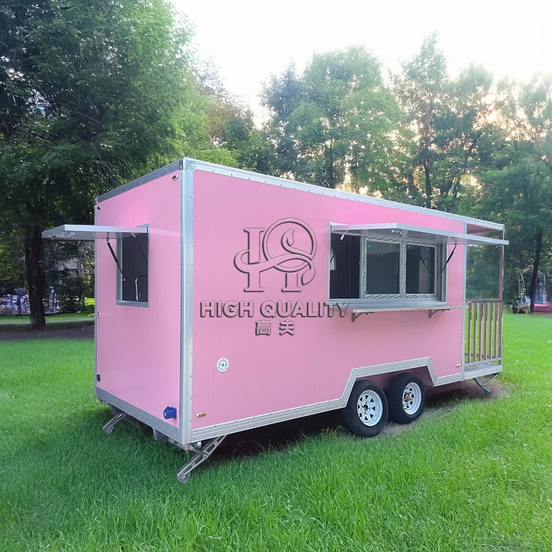 Remorque rose à vendre, nouveau camion de restauration, chariot mobile de restauration rapide, cuisine extérieure, remorque à glace et à pizza, norme américaine