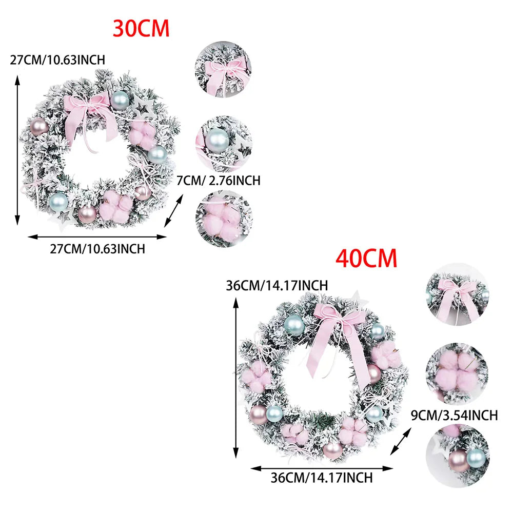 30/40cm Pink Snowflake Wreaths Holiday Decorations Wreaths Christmas Wreaths Hanging Ornaments Christmas Atmosphere Decoration