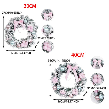 30/40cm Pink Snowflake Wreaths Holiday Decorations Wreaths Christmas Wreaths Hanging Ornaments Christmas Atmosphere Decoration
