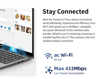 Teclast F17Plus Laptop 17.3 inch, 16GB RAM 512GB SSD, Intel N95, Windows 11 Pro Notebook, 180° Flip Laptops Computer, Backlit Keyboard, mini-HDMI，USB 3.2x3