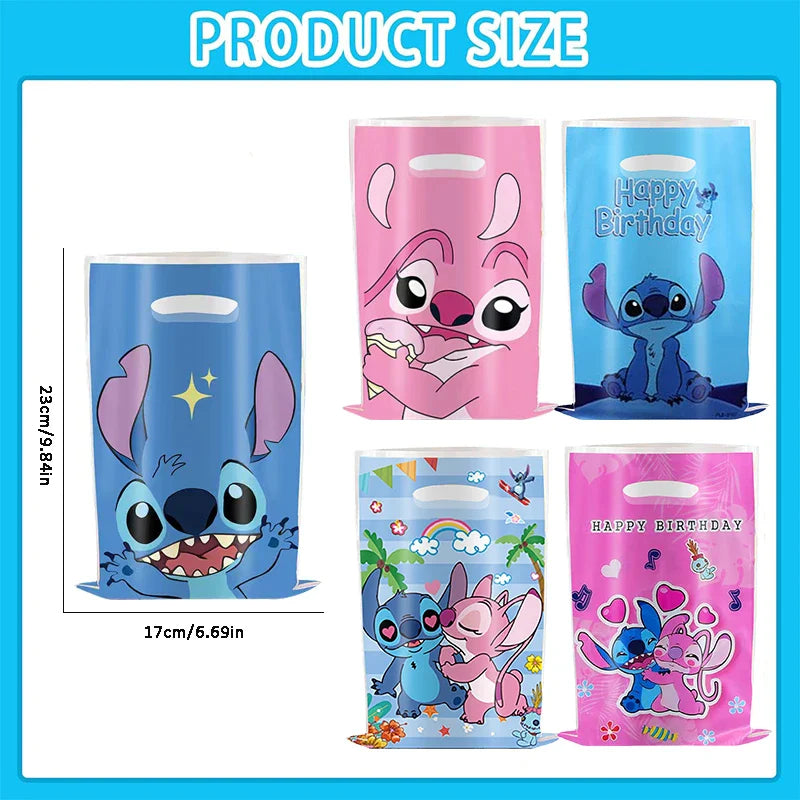 30 sacs cadeaux de fête Lilo & Stitch bleus et roses avec poignées, sacs de fête à thème Lilo & Stitch, pour fête prénatale, anniversaire d'enfants, décoration