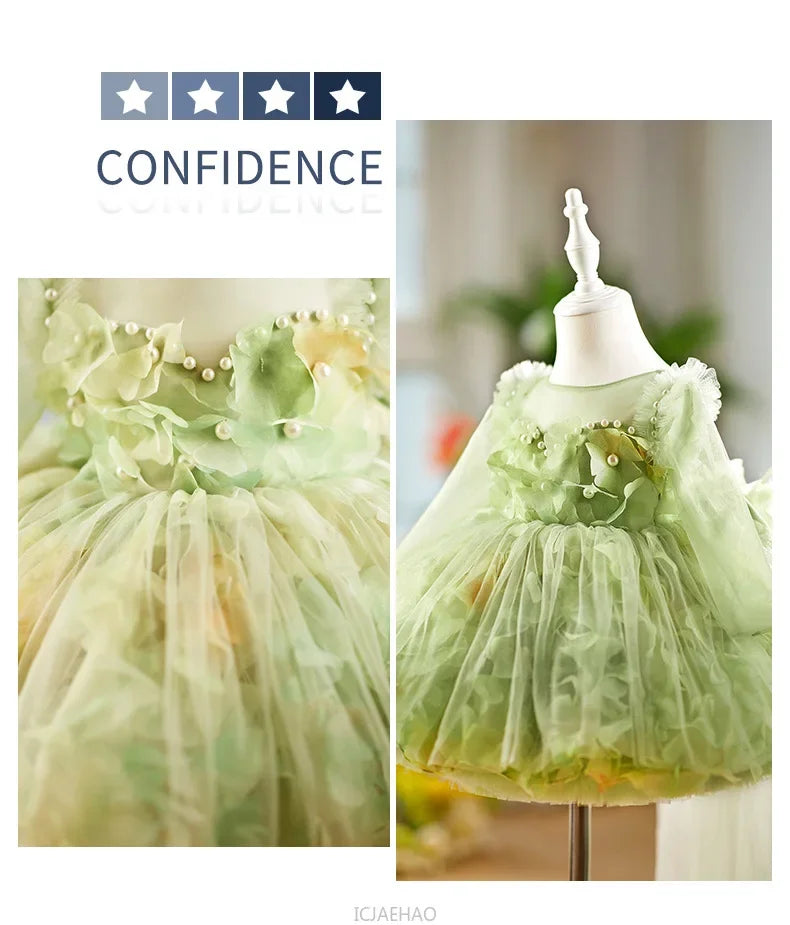 Girls' Floral Evening Dress Toddler Birthday Princess Outfit Christening Clothes Costume First Year Children's Dresses