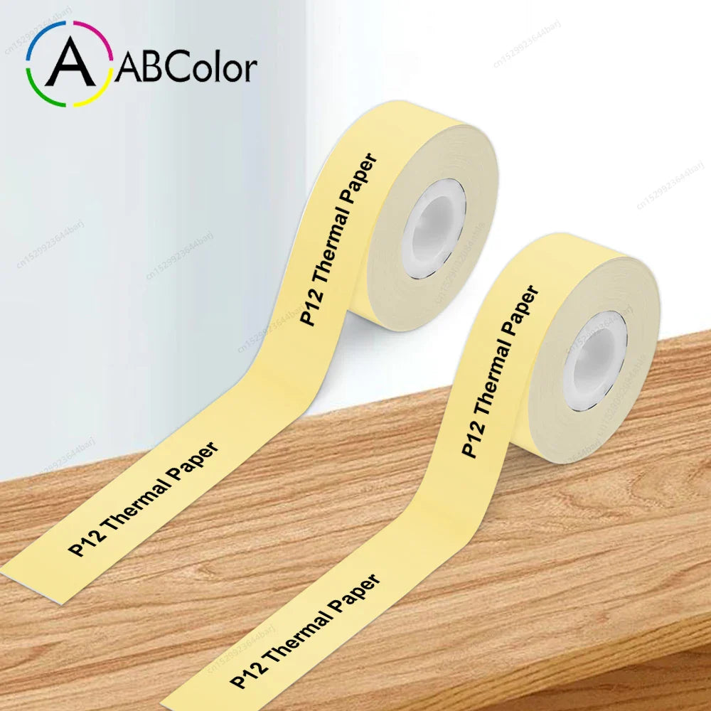 Mini Label Printer P12 Inkless Thermal Label Maker Auto Cut Label Machine Self-adhesive Sticker Printer or 2PK Label Paper Tape
