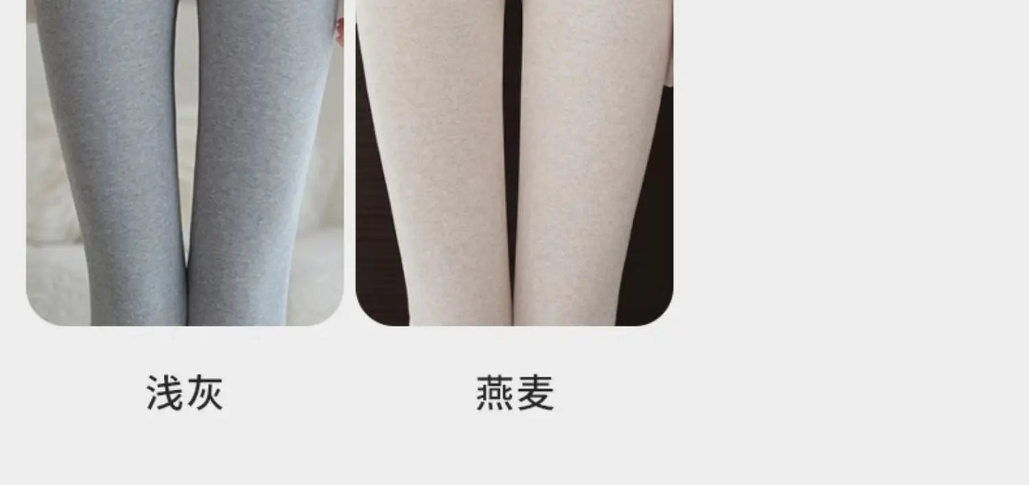 Leggings 420g 92% coton avec doublure polaire pour vêtements d'hiver, polaire d'agneau épaisse en coton pour femmes, pantalon chaud gris taille haute