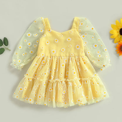 Pudcoco-Robe princesse en tulle à manches longues pour bébé fille, robe trapèze pour tout-petit, élégante, AndrPrint Destroy, maille, fête, 3M-3T
