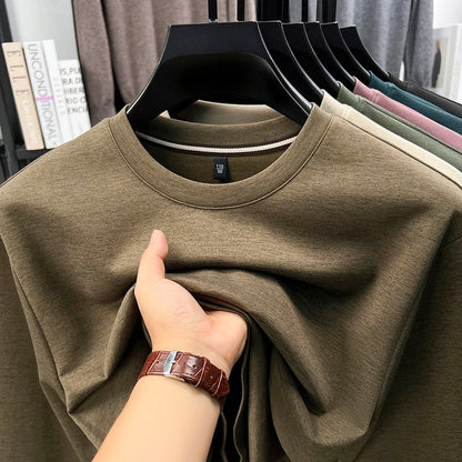 Sweat-shirt homme 2025 nouveau Style printemps et automne homme T-shirt à manches longues en pur coton col rond T-shirt basique à la mode
