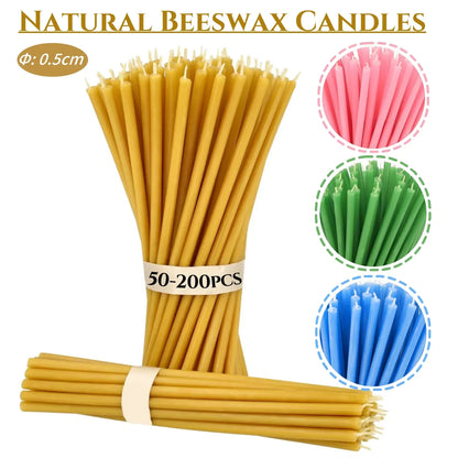 50/100Pcs Natural Beeswax Candle Decorative Hanukkah Candles Pure Beeswax Birthday Candle for Church Prayer Cake Christmas Party