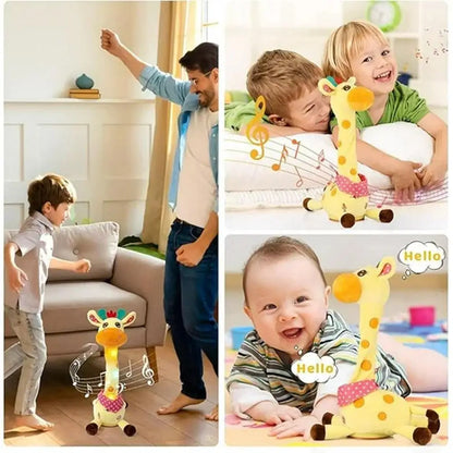 Electric Singing Dancing Giraffe Toy With Light & Voice Recording, Swing Motion Interactive Plush Animal For Kids Gift