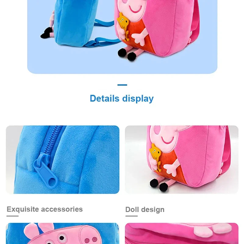Peppa Pig Crossbody Bag Stereoscopic Doll Backpack Anime Knapsack Plush Coin Purse Toys George Round Pocketbook Children's Gifts