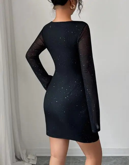 Simple and Fashionable Style Shawl Long Sleeved Short Skirt Dress for Women's Clothing In Autumn and Winter 2025