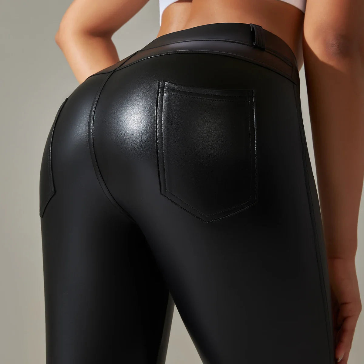 Leggings en cuir PU femmes Sexy Scrunch fesses Leggings filles Faux cuir pantalon taille haute Push Up Leggings décontractés 6 couleurs