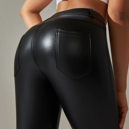 Leggings en cuir PU femmes Sexy Scrunch fesses Leggings filles Faux cuir pantalon taille haute Push Up Leggings décontractés 6 couleurs