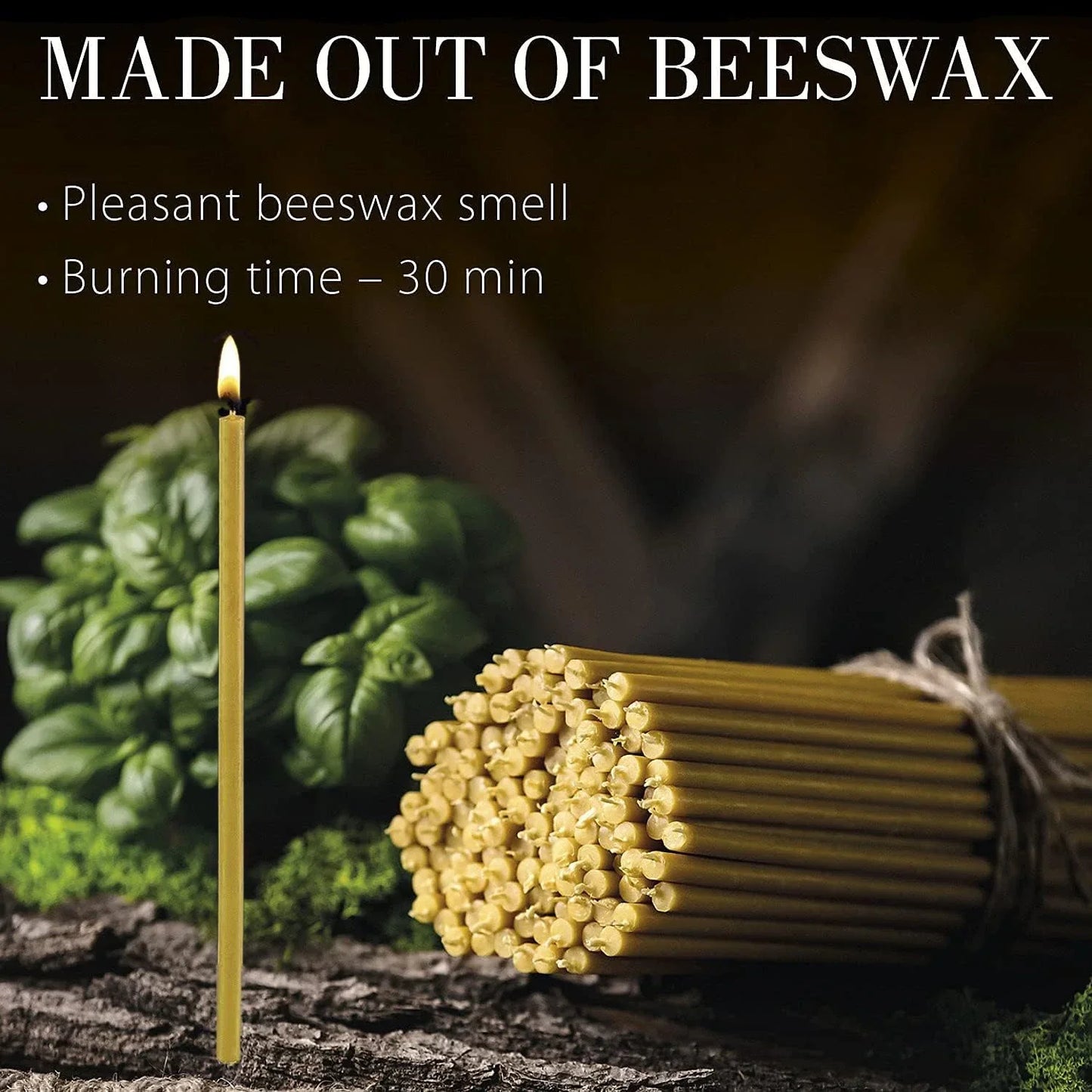50/100Pcs Natural Beeswax Candle Decorative Hanukkah Candles Pure Beeswax Birthday Candle for Church Prayer Cake Christmas Party