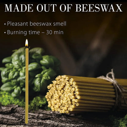 50/100Pcs Natural Beeswax Candle Decorative Hanukkah Candles Pure Beeswax Birthday Candle for Church Prayer Cake Christmas Party