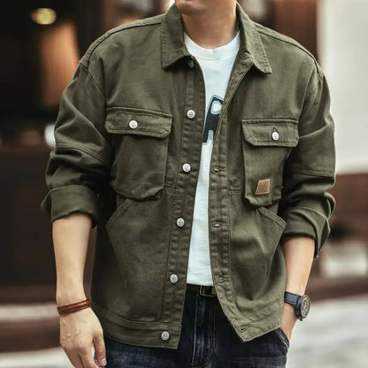Manteau de cowboy pour hommes bouton automne lâche nouveau blouson en jean homme taille L mode rétro japonaise cow-girl vêtements élastiques à bas prix