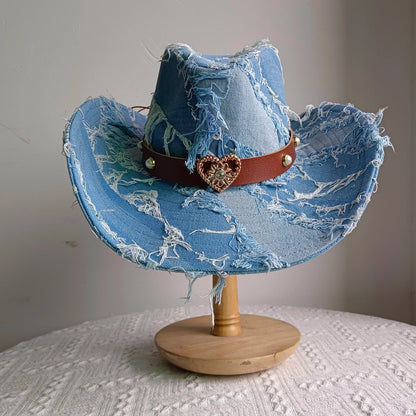 Ethnic Style Cowboy Hat Fashion Chic Unisex Solid Color Jazz Hat With Bull Shaped Decor Western Cowboy Hats